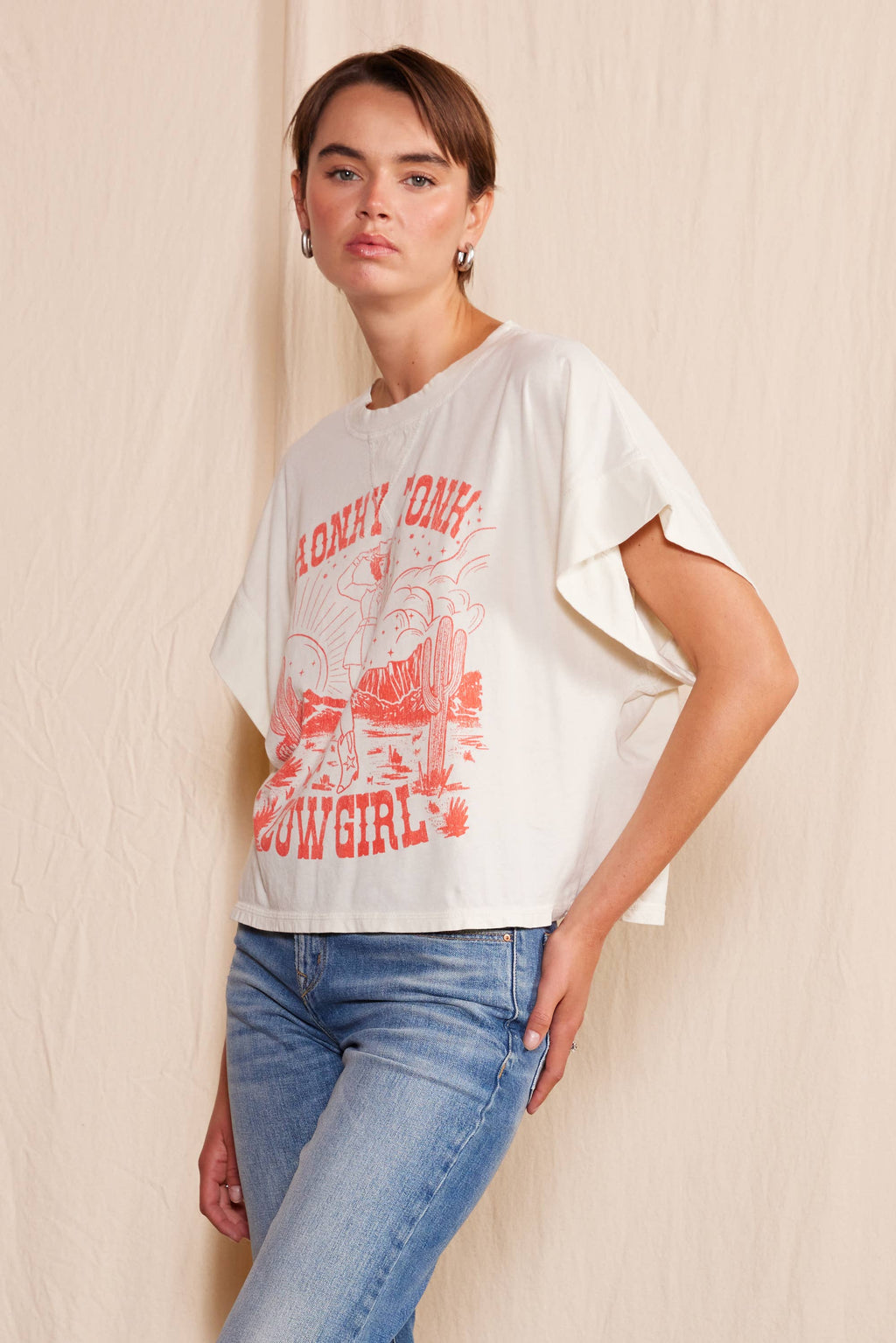 People of Leisure= "Honky  Cowgirl" Crew Neck T-shirt
