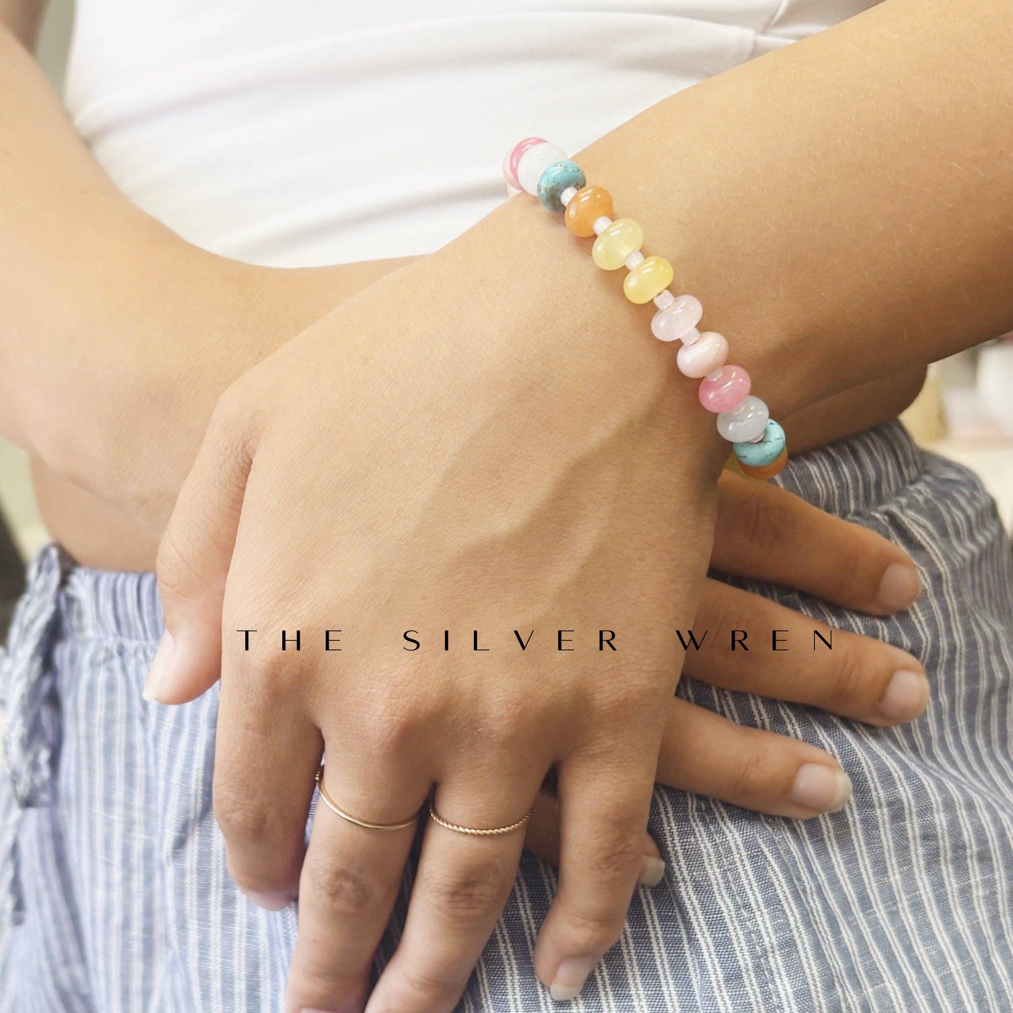 The Silver Wren- Pastel Stone Candy Beaded Bracelet