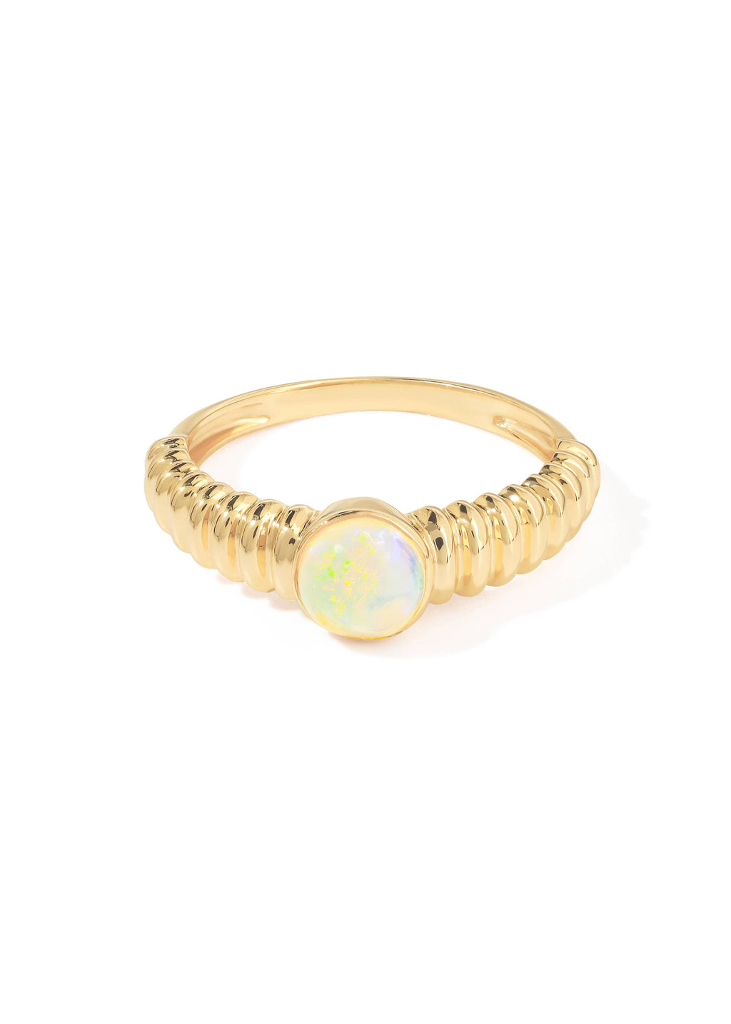 Tiramisu- Sculpted Gold Plated Silver Ring with Opal Textured Elegance