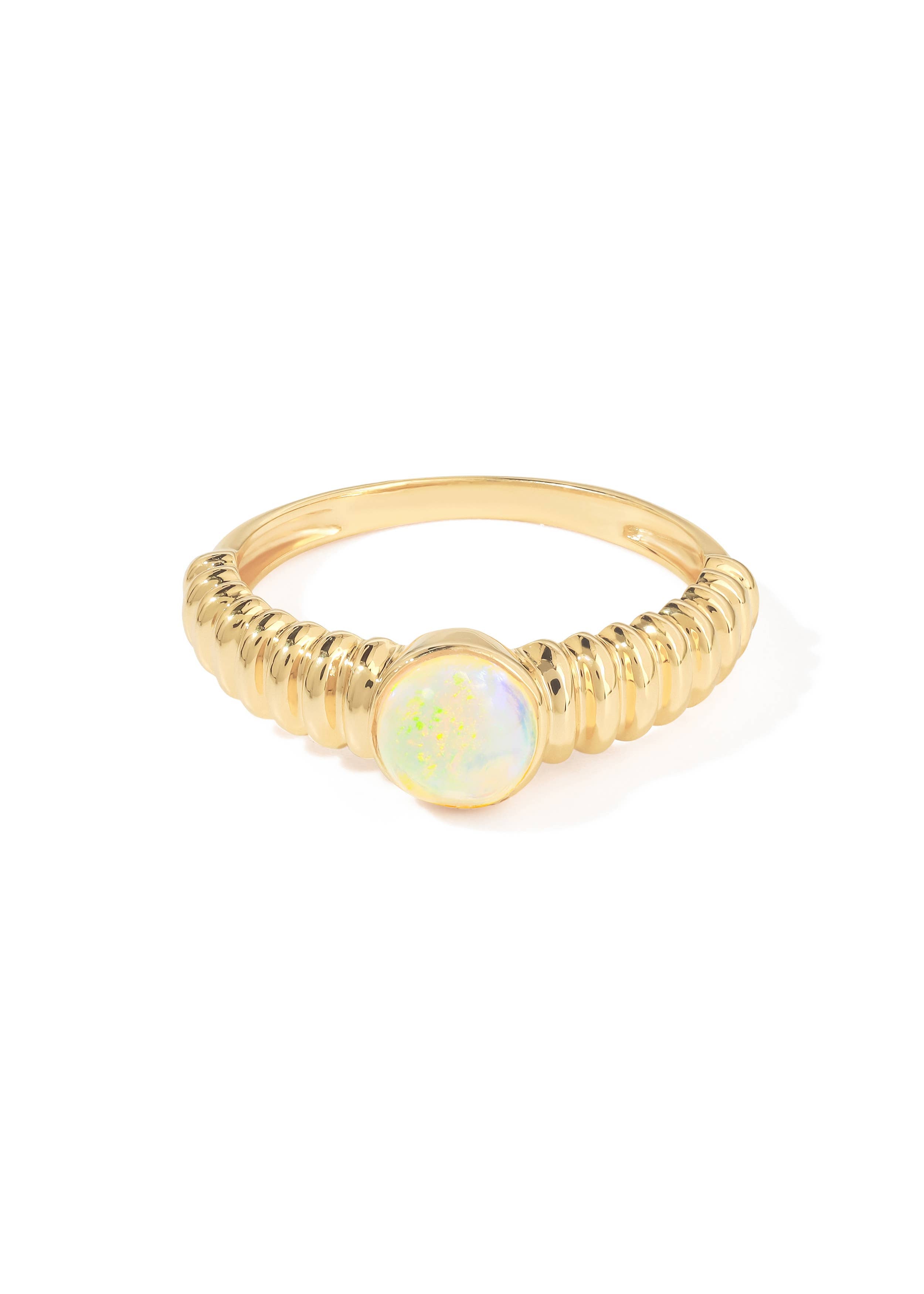 Tiramisu- Sculpted Gold Plated Silver Ring with Opal Textured Elegance