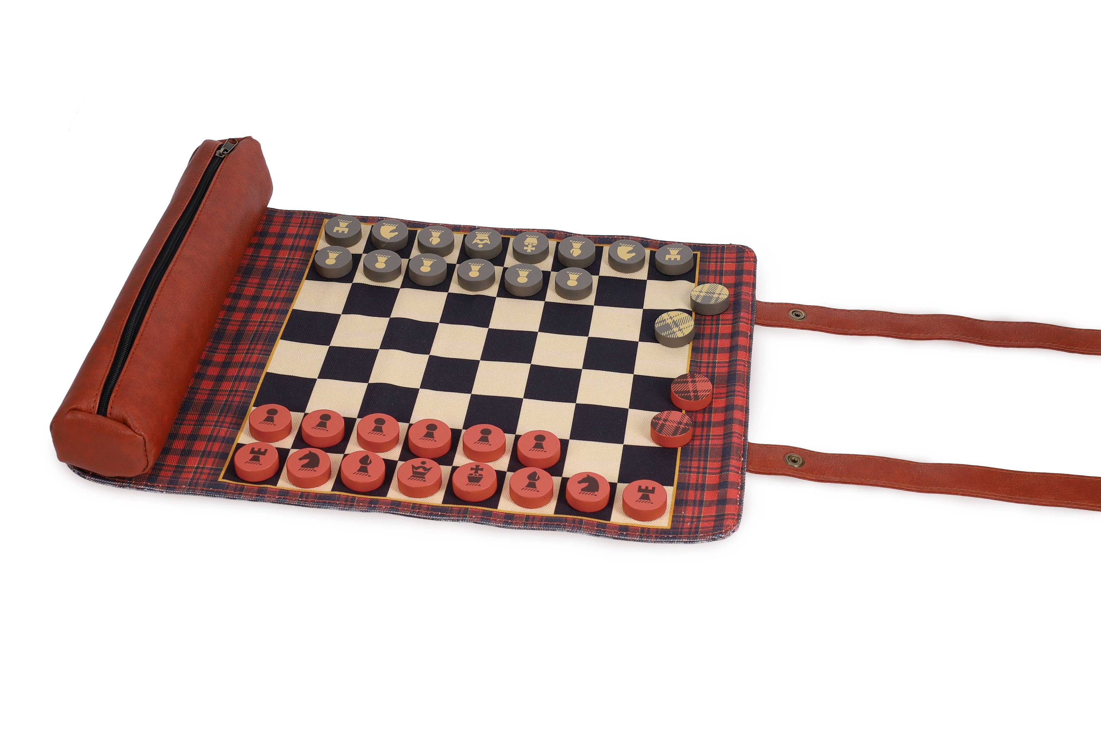 Chronicle Books- Pendleton Red Black Check Pattern Chess & Checkers