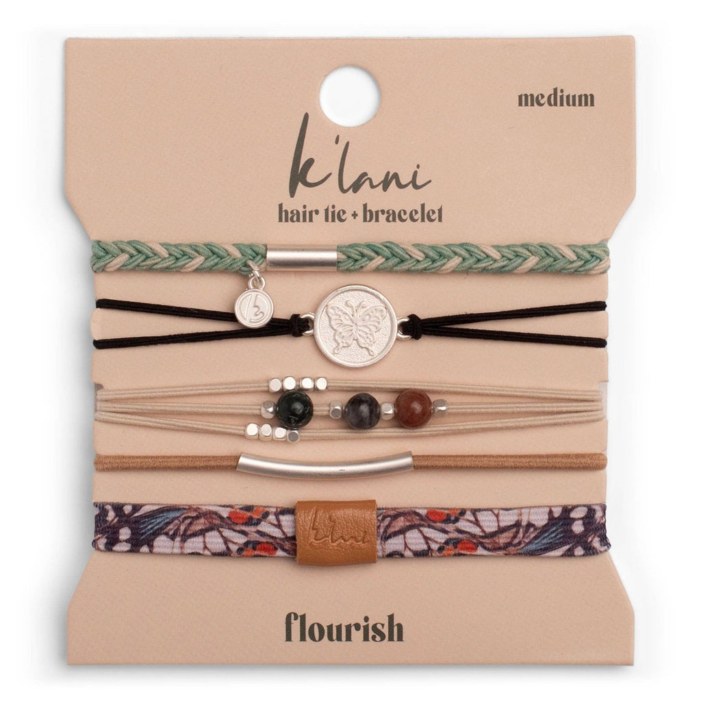 K'lani- "Flourish" Natural Butterfly Hair Tie Bracelets