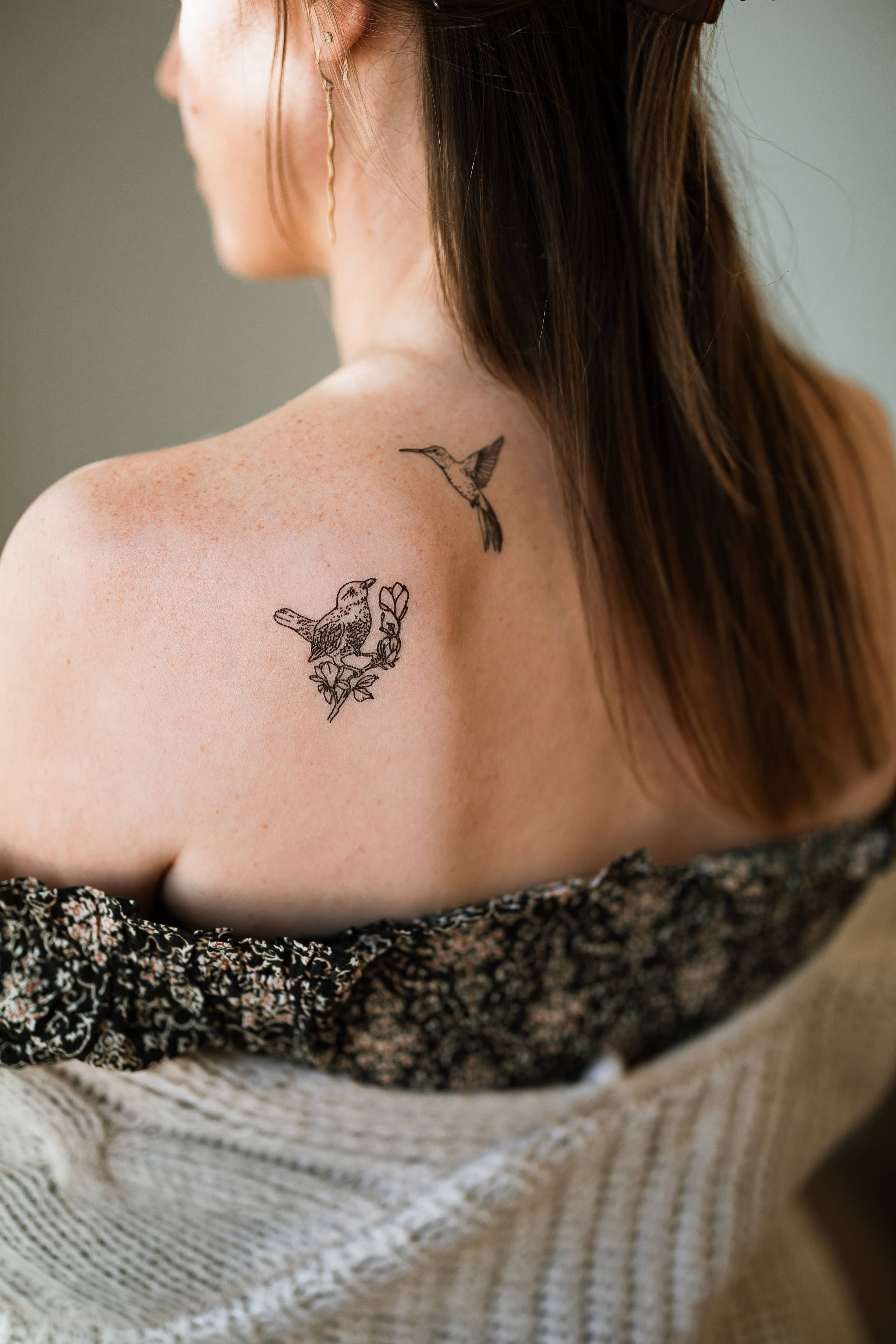 Saint Tattoos- Blackbird and Hummingbird Temporary Tattoos