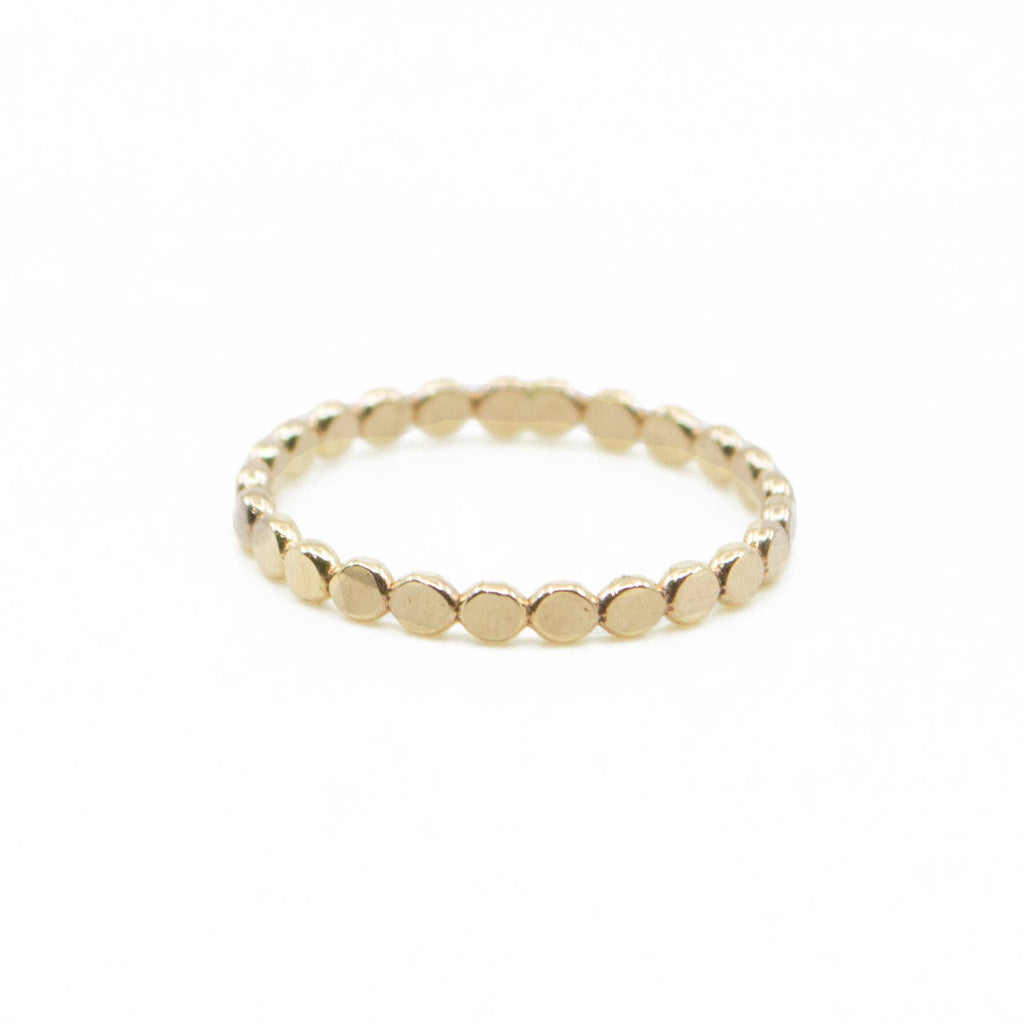 Land of Salt- Coin Hammered Disc Stacking Ring in 14k Gold Filled