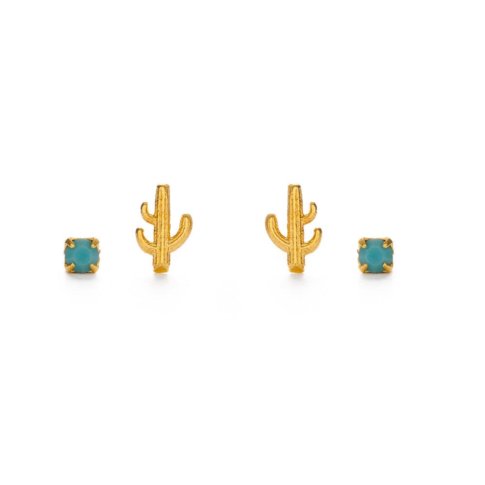 Amano Studio- Cactus + Turquoise Stud Earring Set