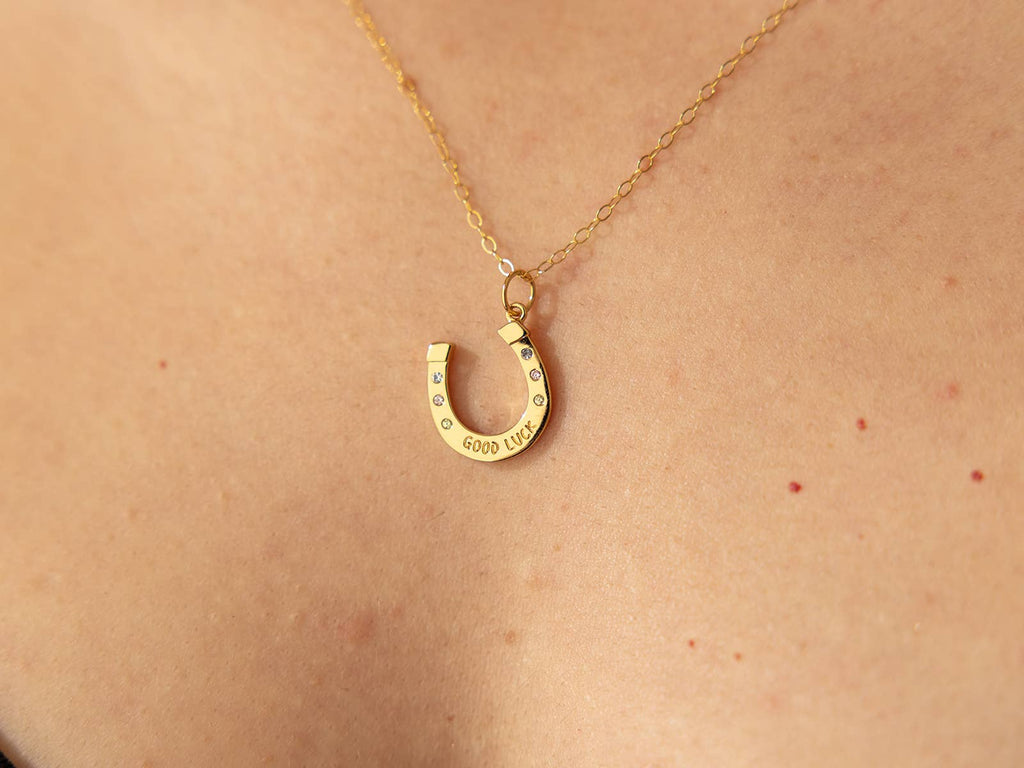 Land of Salt- Good Luck Horseshoe Charm Necklace in Gold