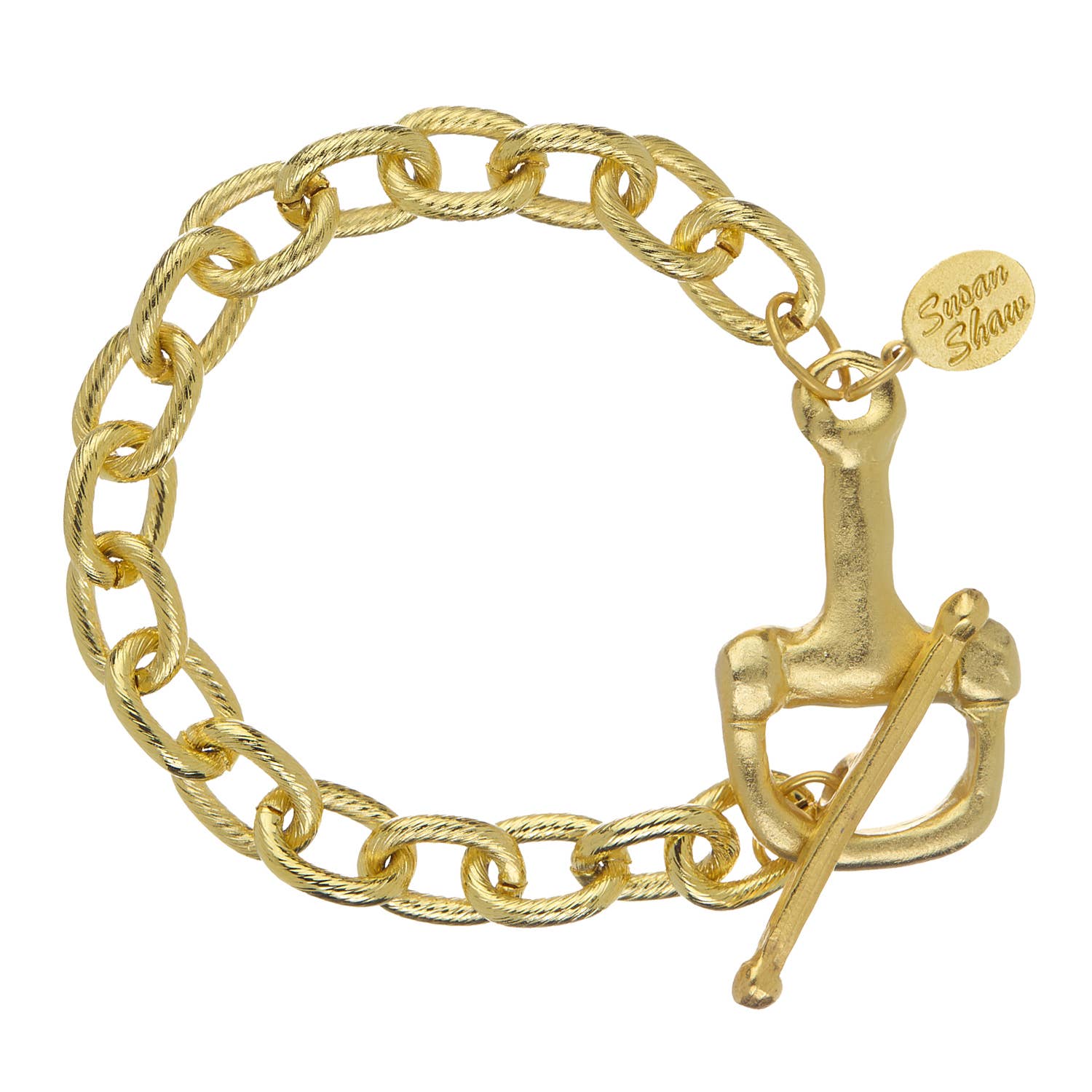 Susan Shaw- Gold Horse Bit Toggle Charm Bracelet