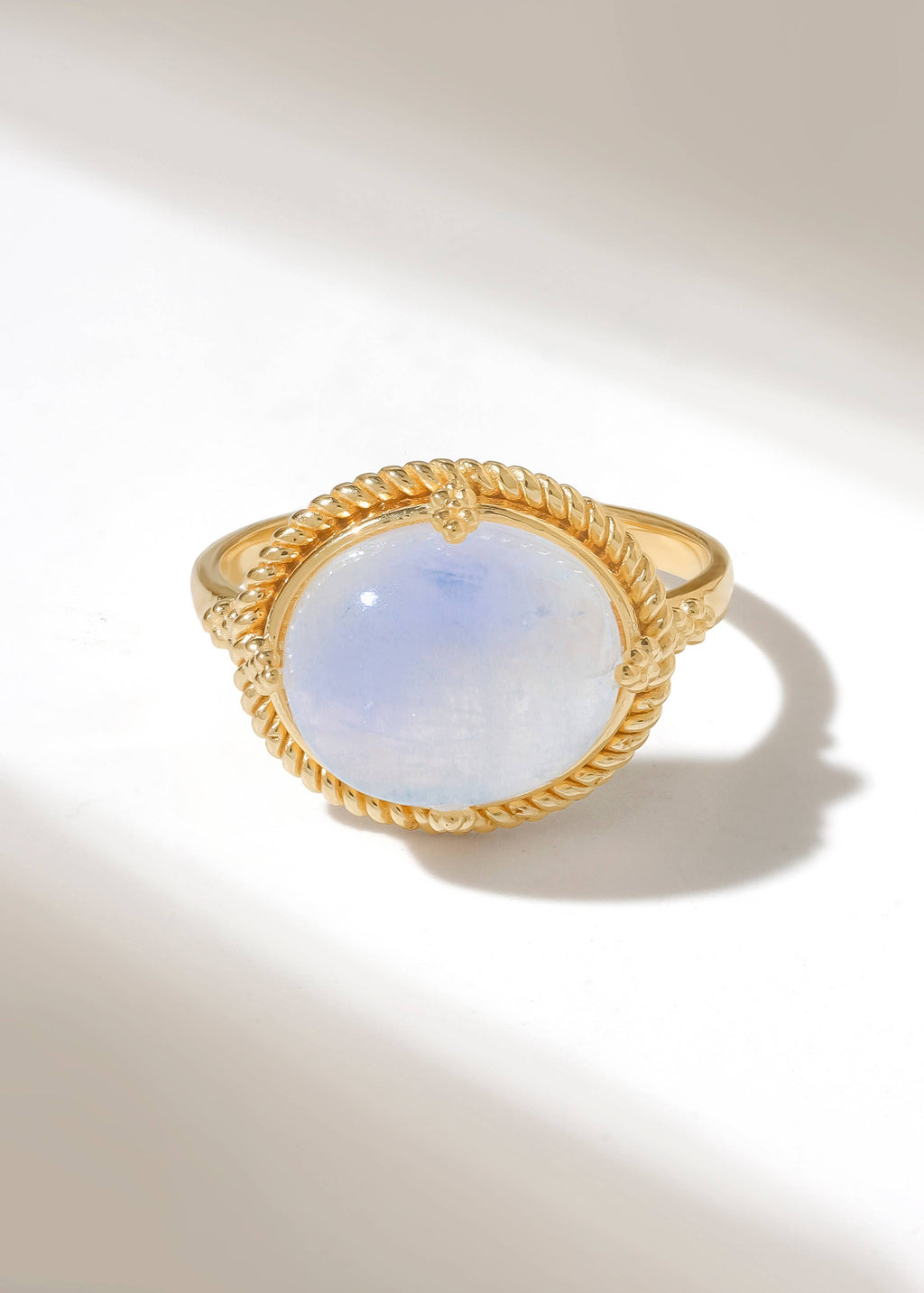 Tiramisu- Artisan Braid Rope Detail Moonstone Gold Plated Ring