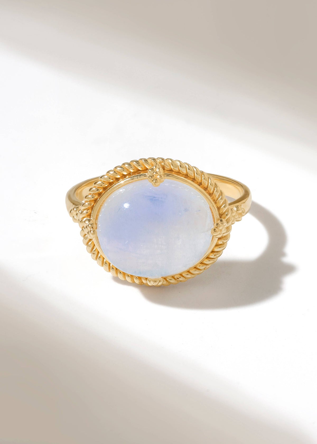 Tiramisu- Artisan Braid Rope Detail Moonstone Gold Plated Ring