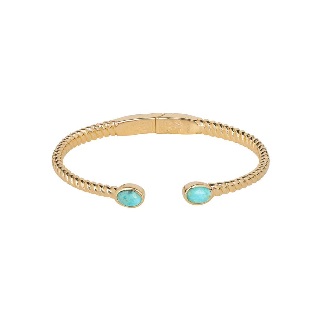 Tiramisu- Gold Plated 925 Silver Turquoise Bangle Bracelet RLB10753