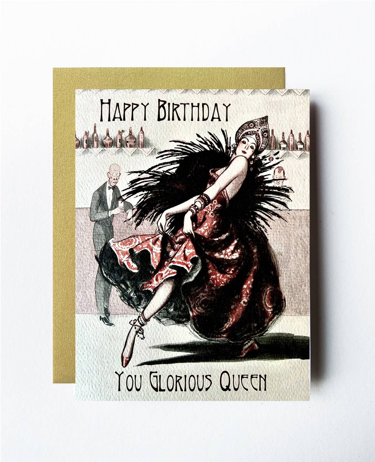 The Twentieth- Glorious Queen Vintage Style Art Deco LGBTQ Birthday Card