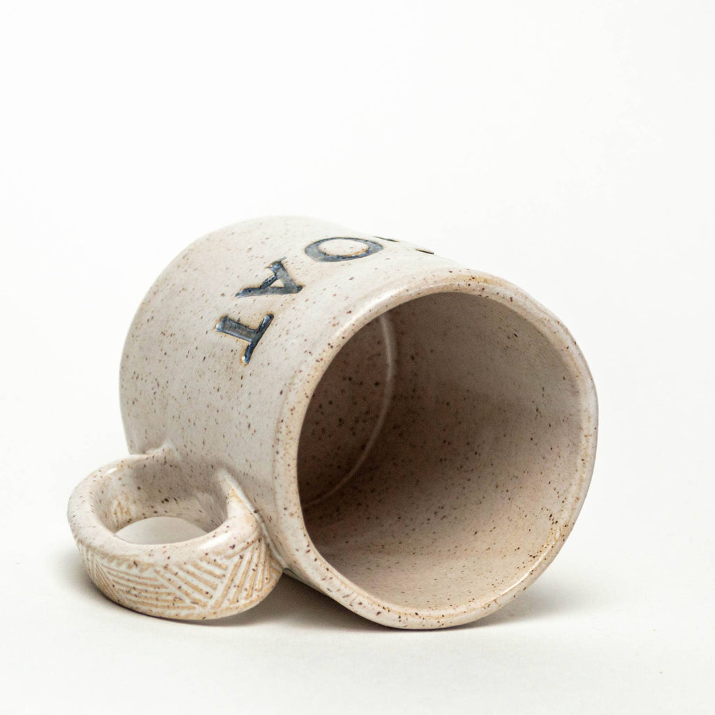White Squirrel Clayworks- 'GOAT' Handmade in Ohio Ceramic Stoneware White 12oz Mug