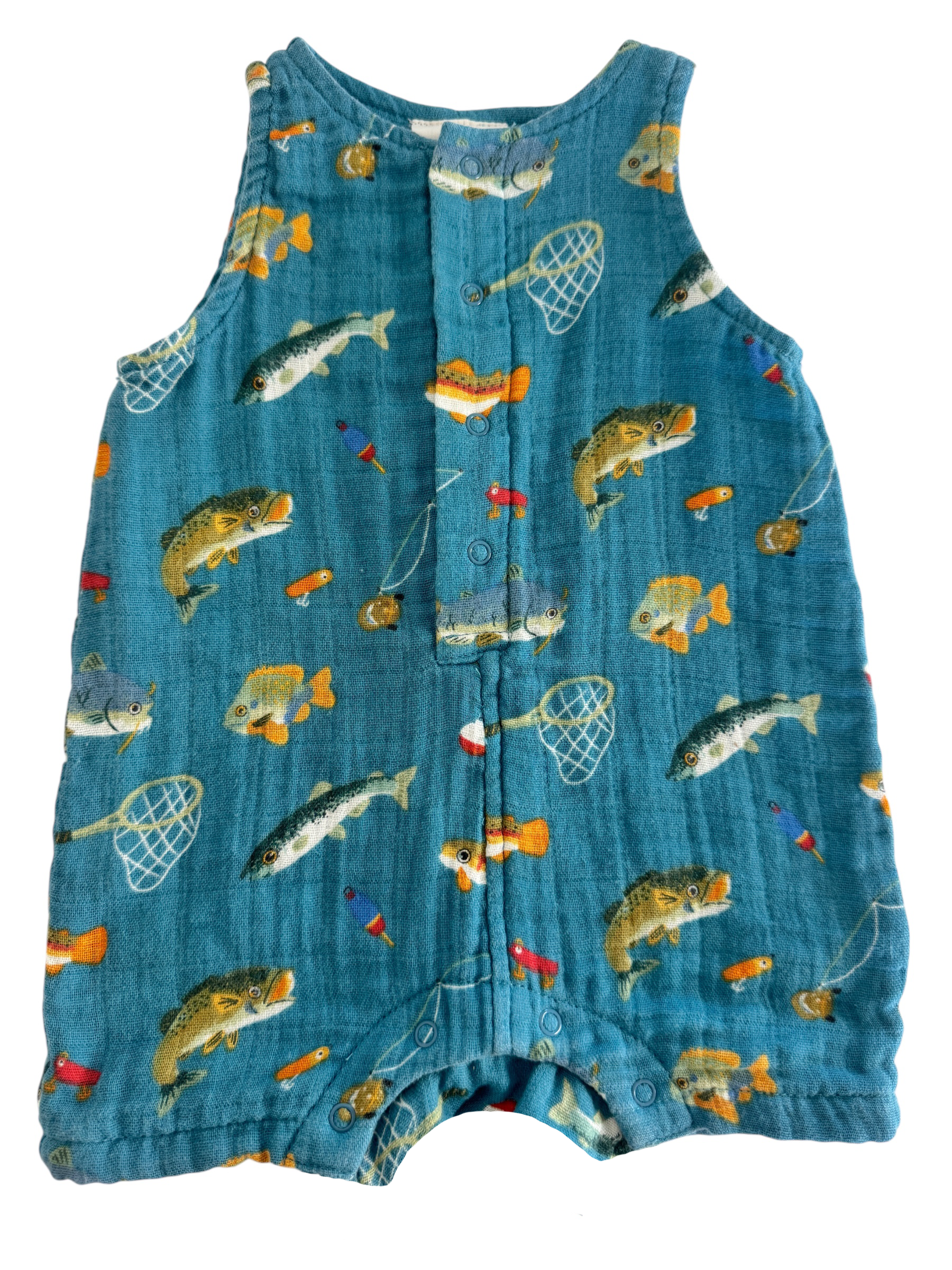 SIIX Collection- Gone Fishing / Muslin Shortie Romper