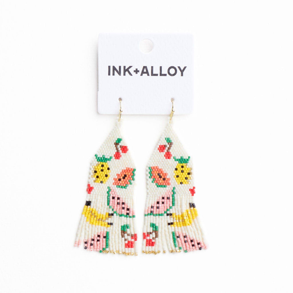 INK + ALLOY- Delilah Fruit Beaded Fringe Earrings Multi Wholesale