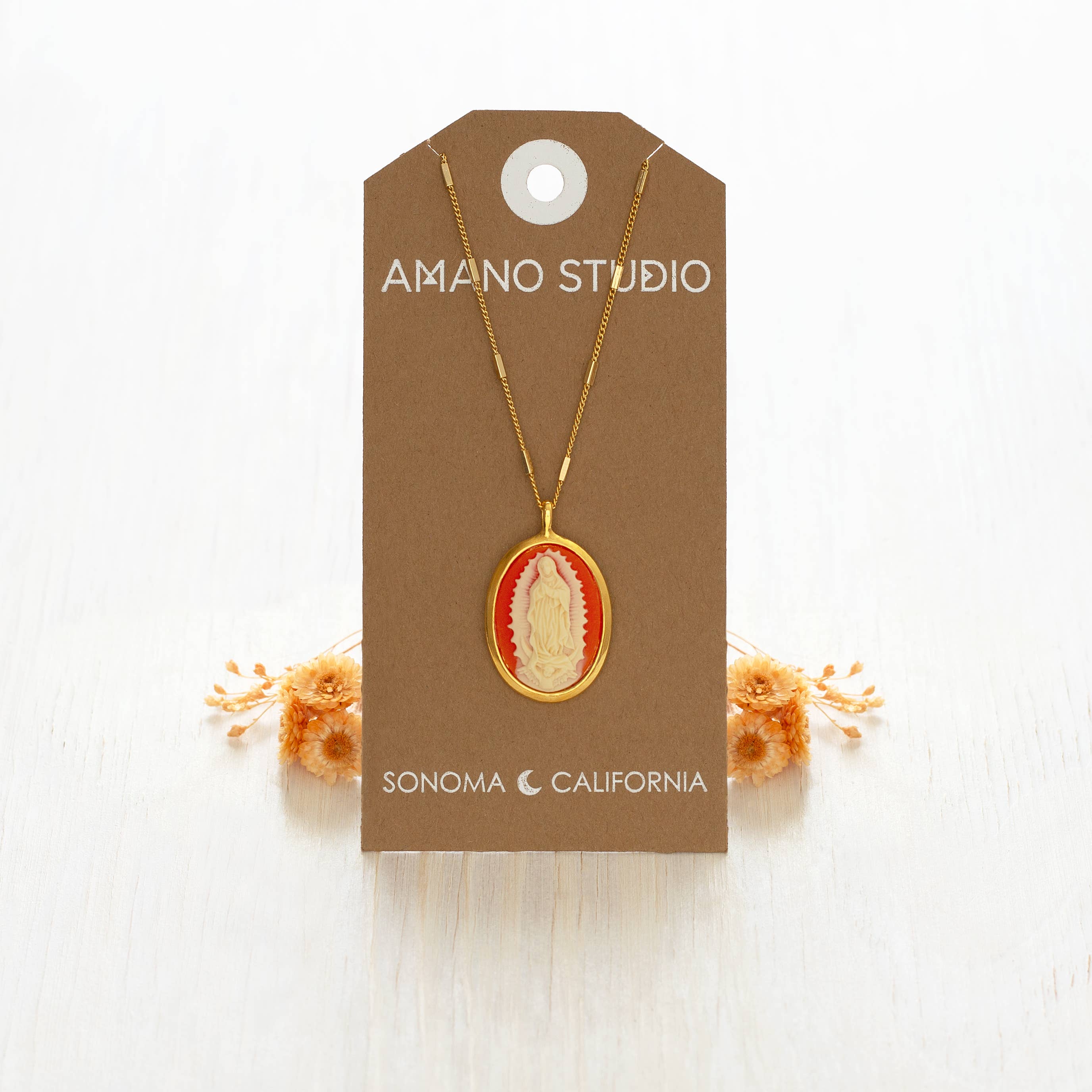 Amano Studio- Virgin of Guadalupe Vintage Cameo Necklace