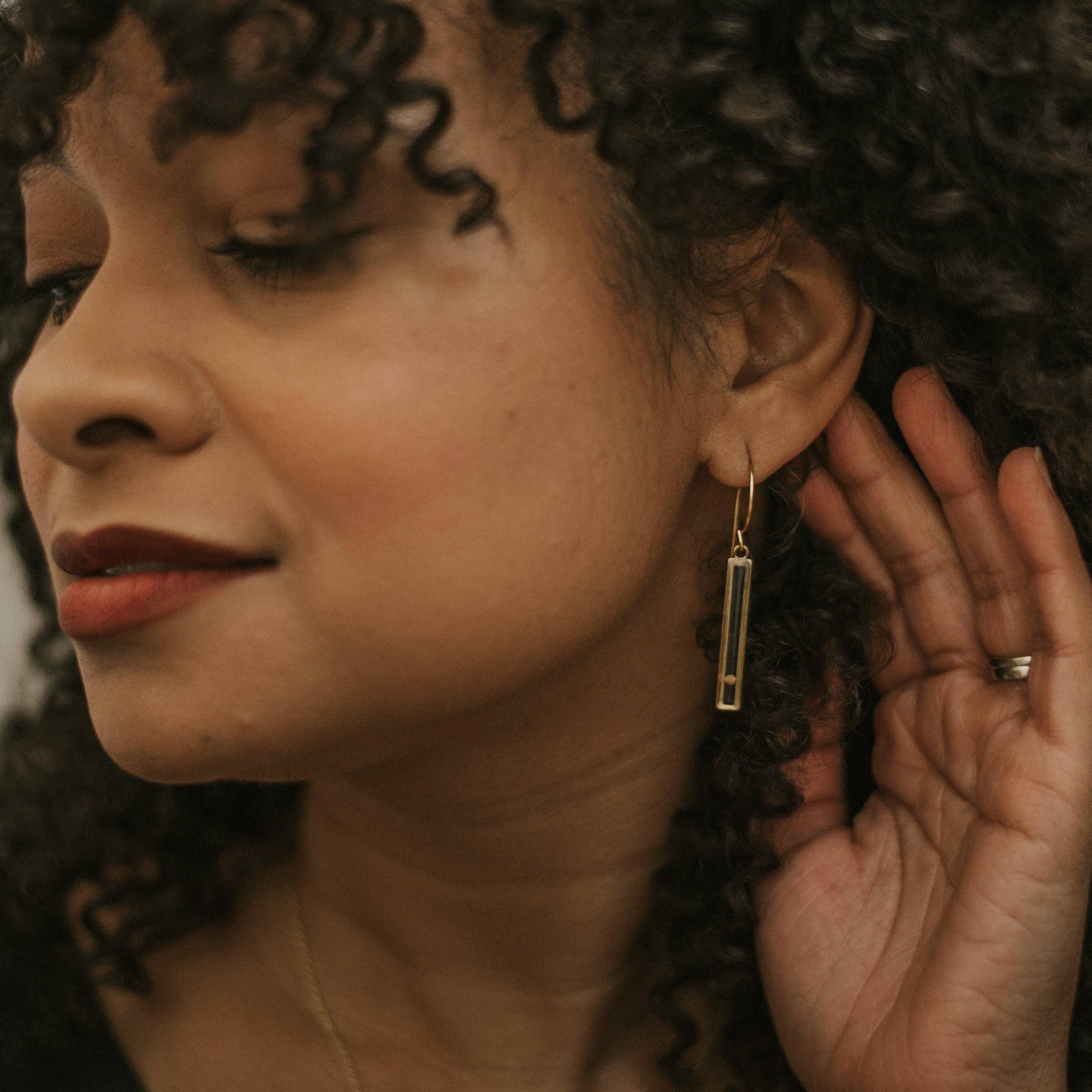 Seed & Soil- Slim Bar Mustard Seed Earring