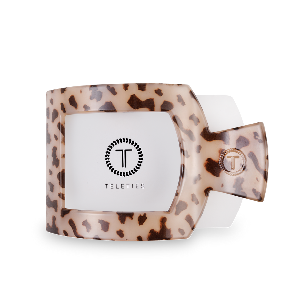TELETIES- Square Flat Hair Clip | Large | Blonde Tortoise