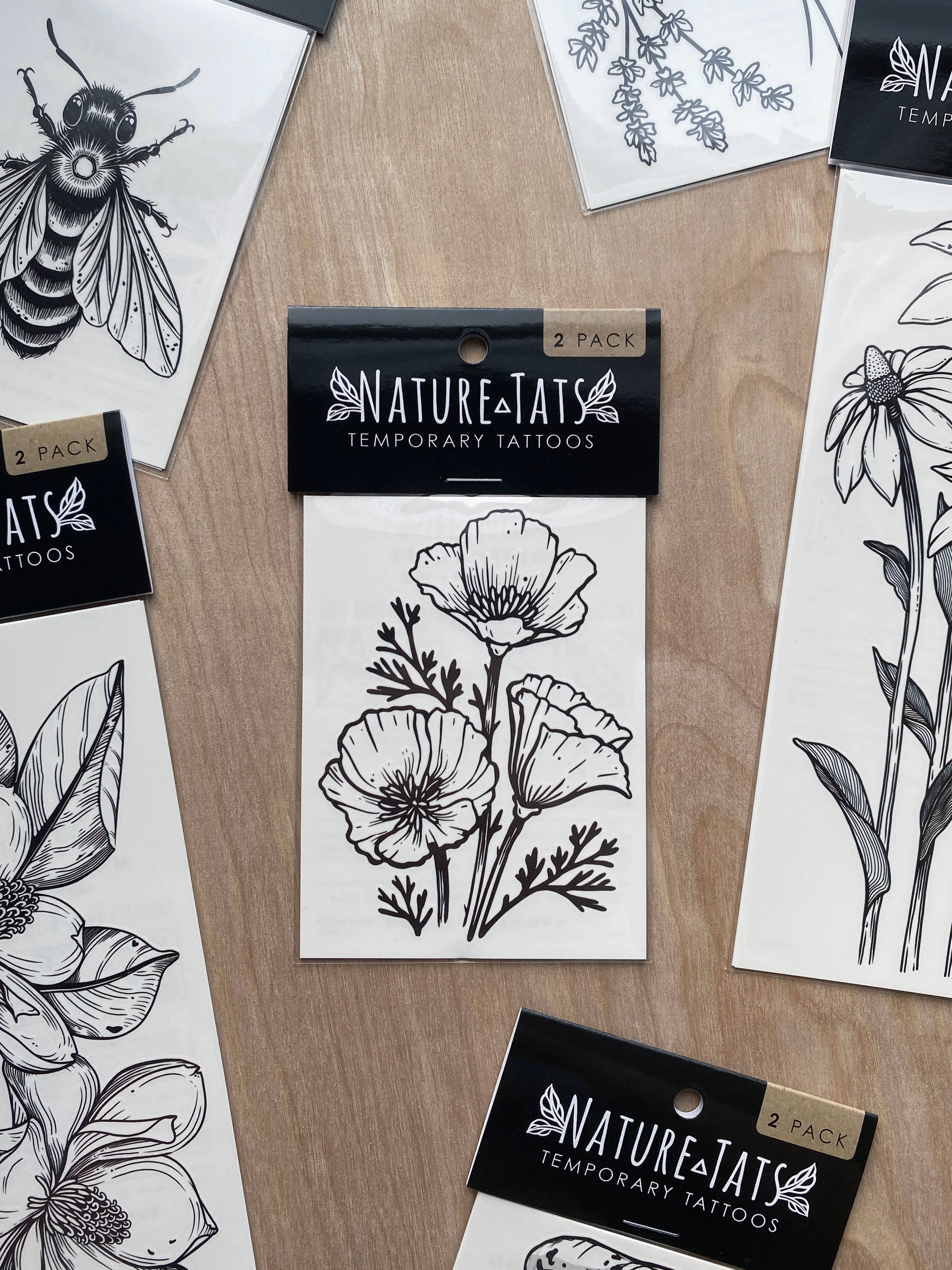 NatureTats- Golden Poppy Temporary Tattoo