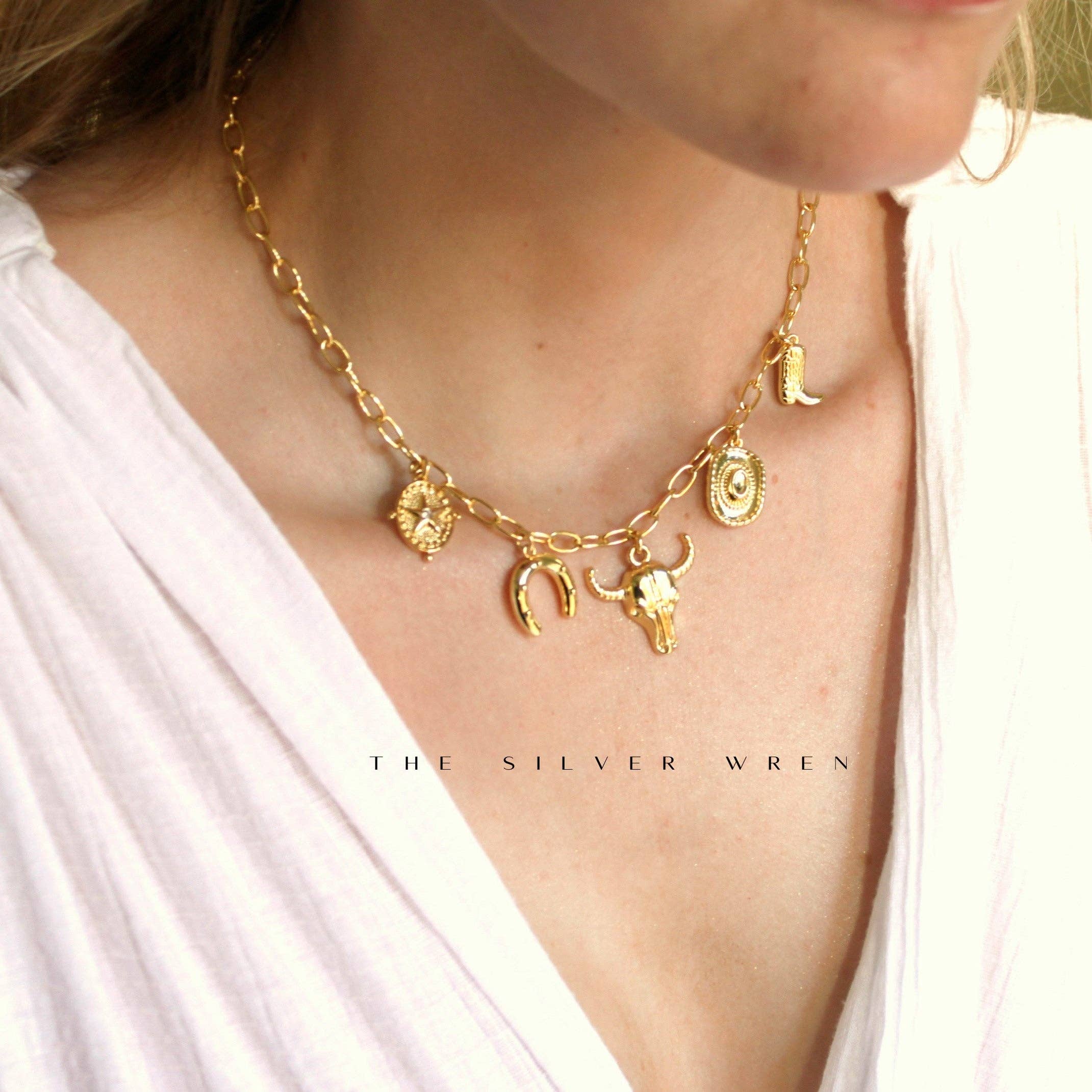 The Silver Wren- Western Multi Charm Necklace