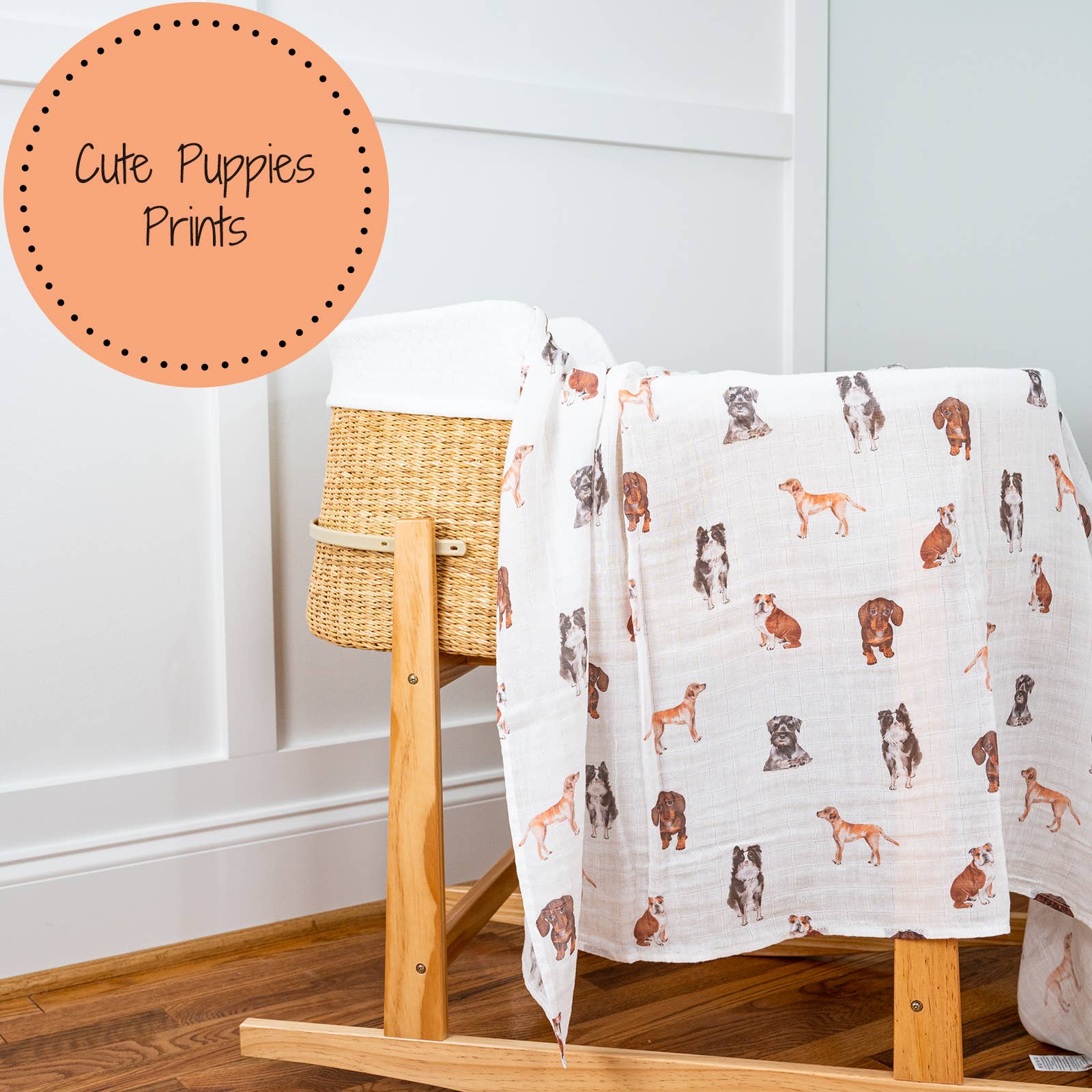 LollyBanks- Adorable Dog Print Baby Muslin Swaddle Blanket