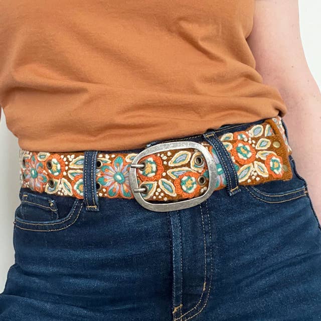Jenny Krauss - Ground Cover Floral Embroidered Wool Belt