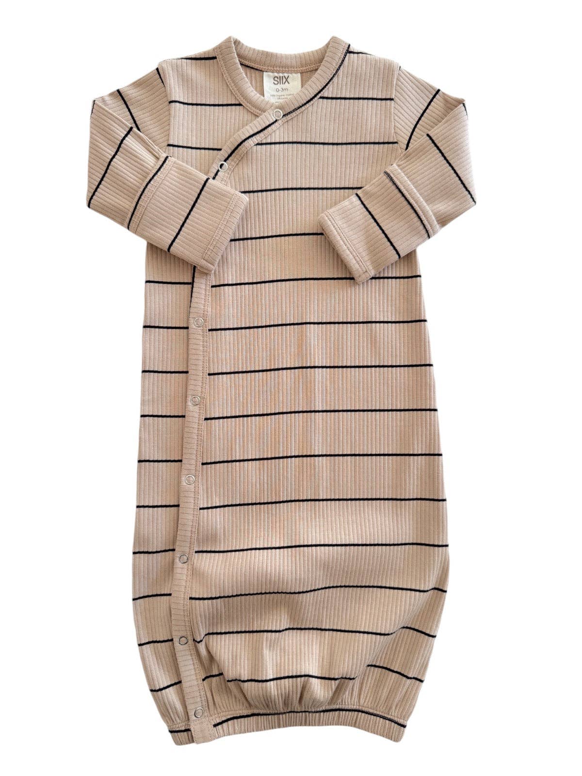SIIX Collection- Tan/Black Stripe / Organic Ribbed Gown