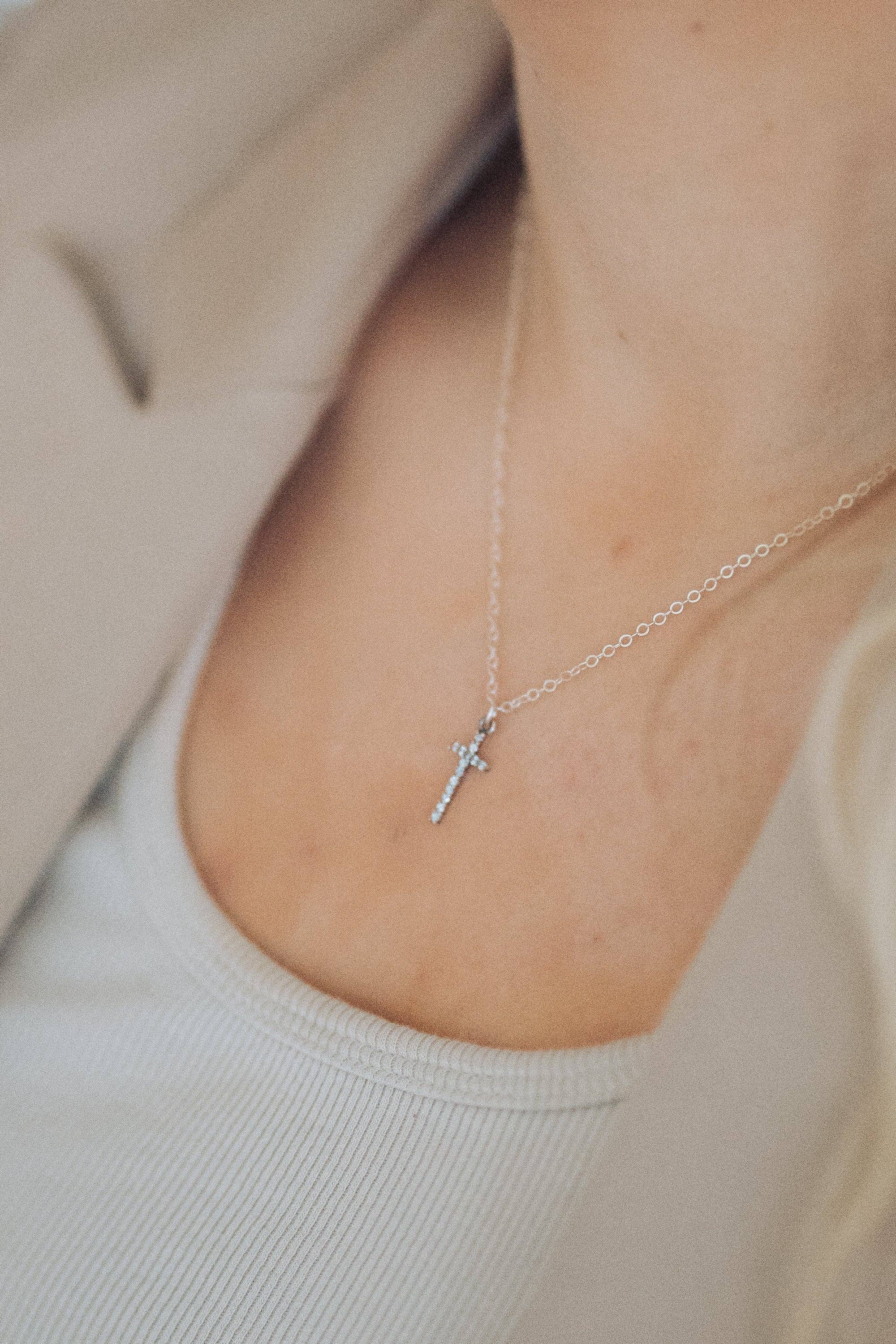 Reva Grey- Dainty Cross Necklace