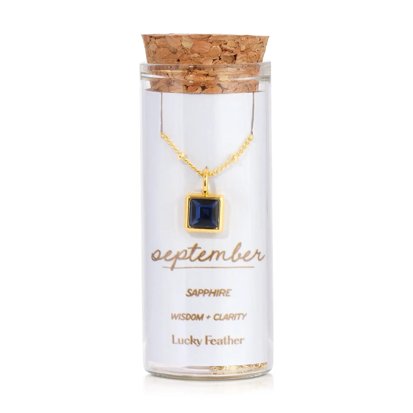 Lucky Feather- Birthstone Bottle Necklace