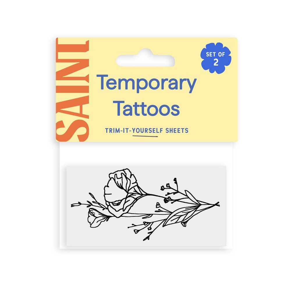 Saint Tattoos- California Poppy Temporary Tattoos