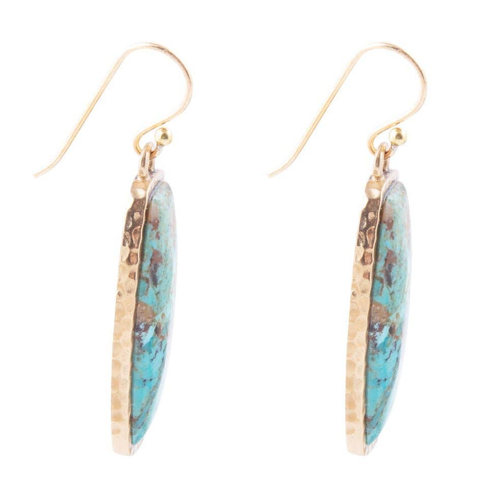 Barse Jewelry- Odyssey Long Turquoise and Bronze Statement Earrings