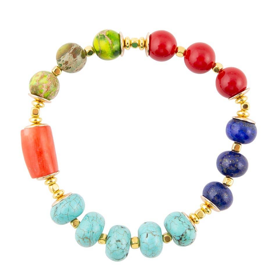 Barse Jewelry- Zion Multi-Color Chunky Stretch Bracelet