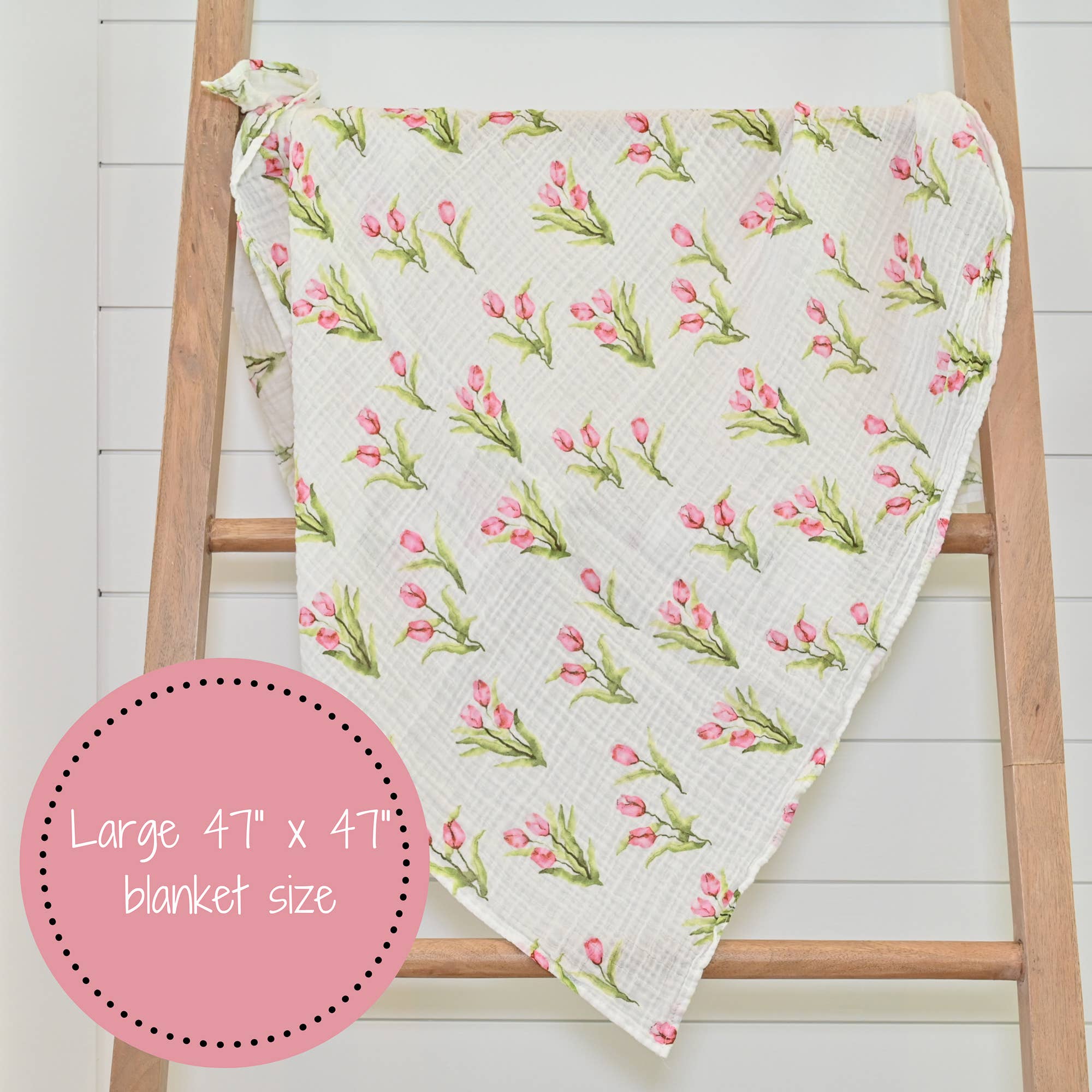 LollyBanks- Tulip Garden Baby Muslin Swaddle Blanket