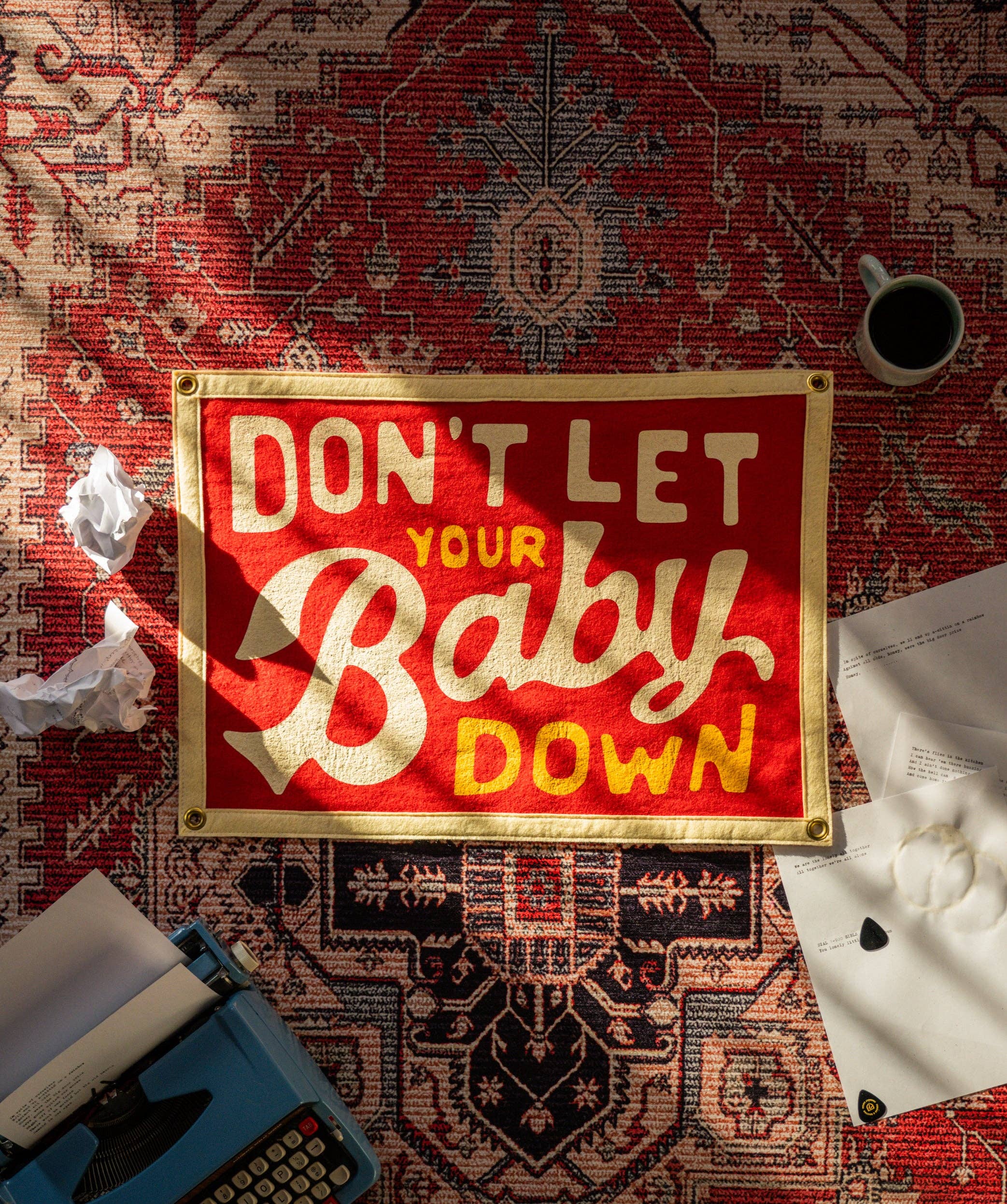 Oxford Pennant- Don't Let Your Baby Down Camp Flag • John Prine x Oxford Pennant