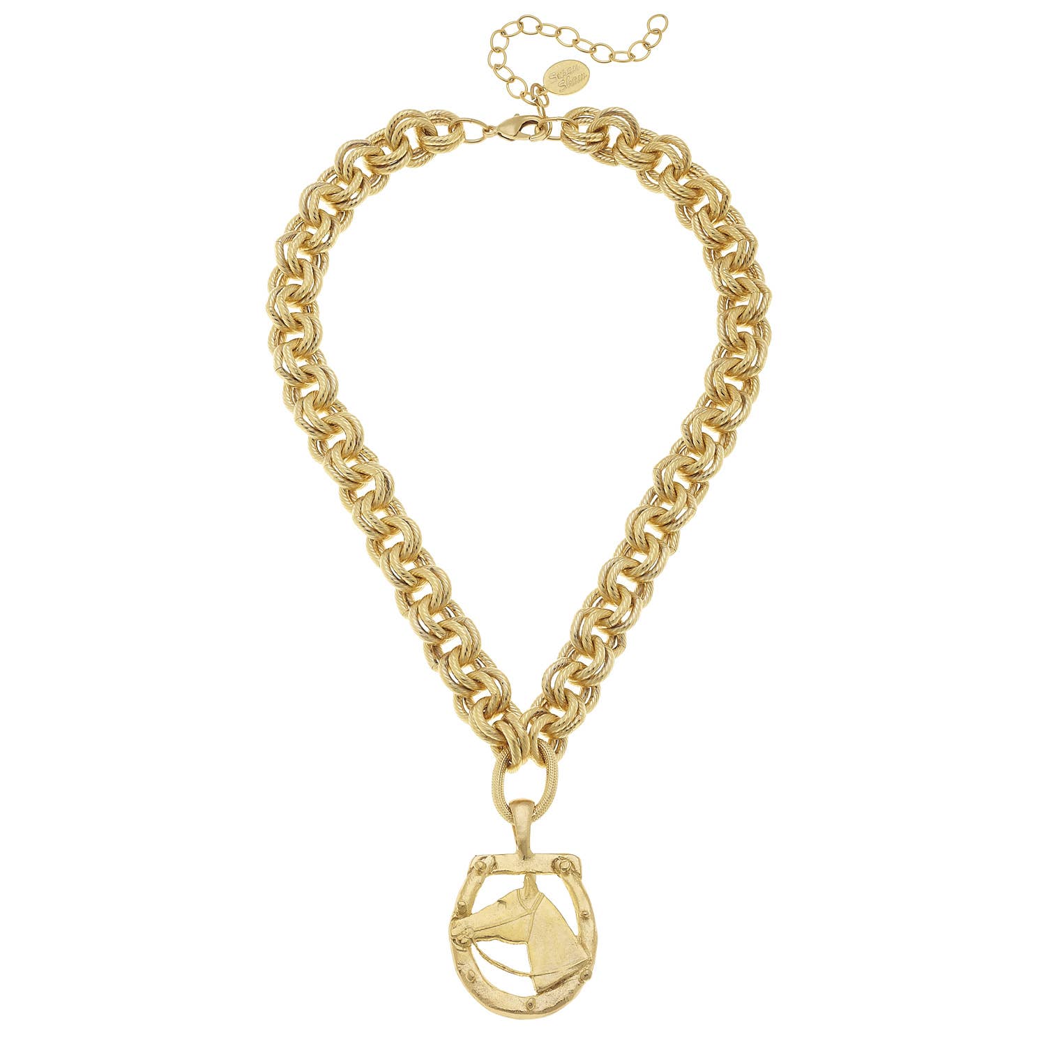 Susan Shaw- Handcast Gold Horseshoe and Pendant Necklace