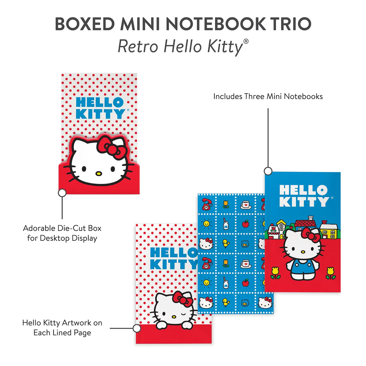 Studio Oh!- Retro Hello Kitty Boxed Mini Notebook Trio