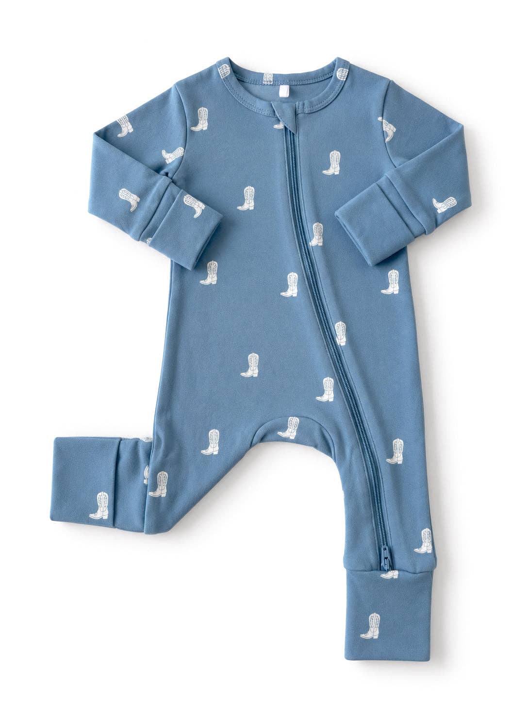 SIIX Collection- Cowboy Boots / Organic Cotton 2-Way Zip Romper