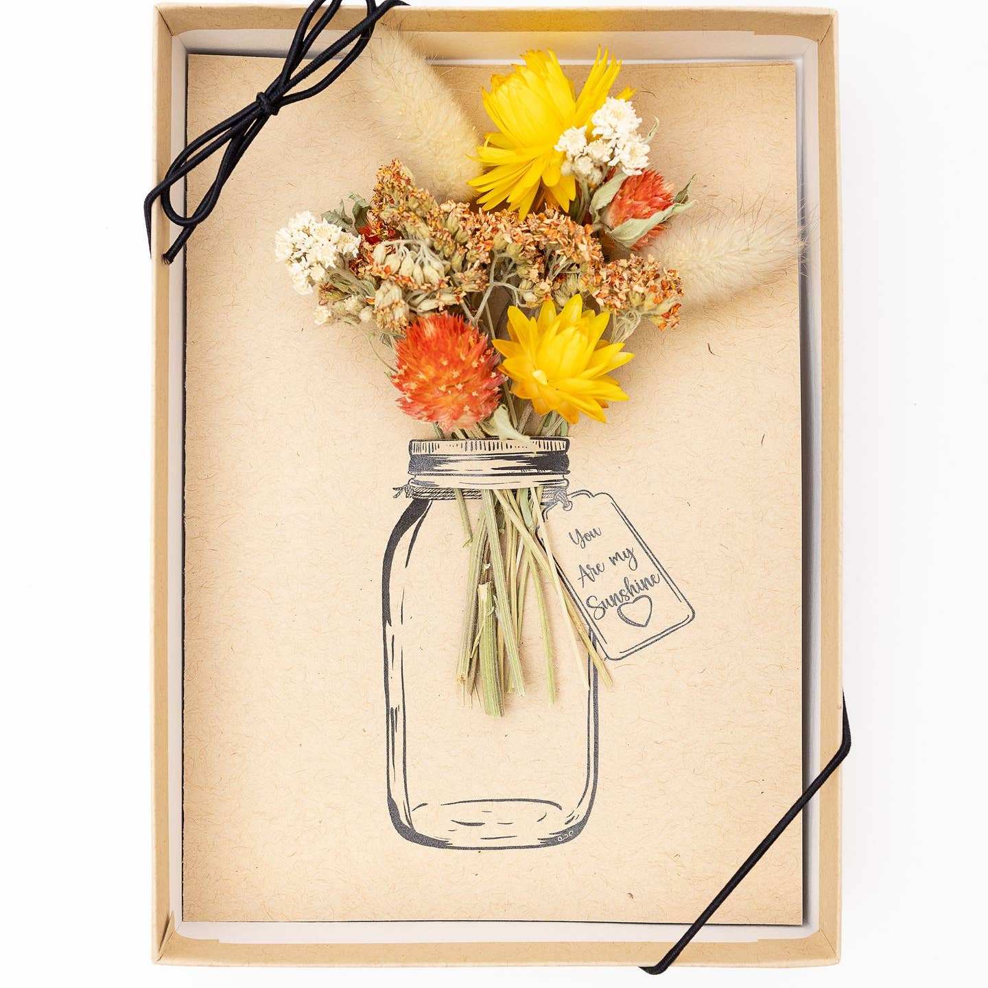Orchid & Pine- You Are My Sunshine - Mason Jar Dried Bouquet Greeting Card