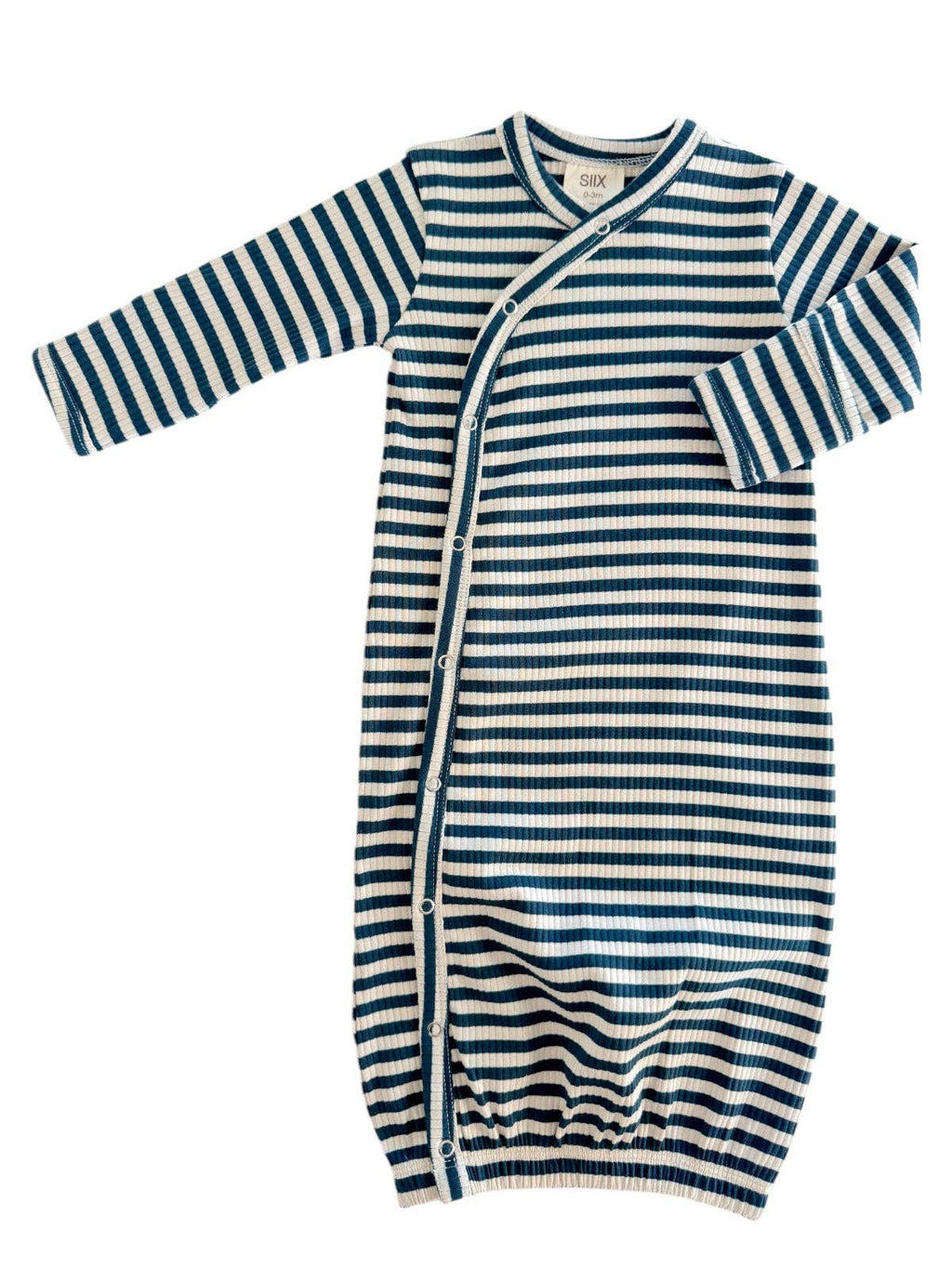 SIIX Collection- Steel Blue Stripe / Organic Ribbed Gown