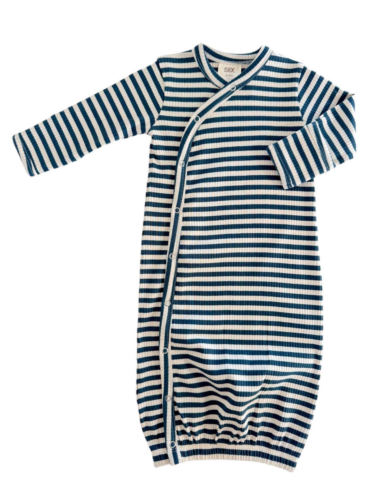 SIIX Collection- Steel Blue Stripe / Organic Ribbed Gown