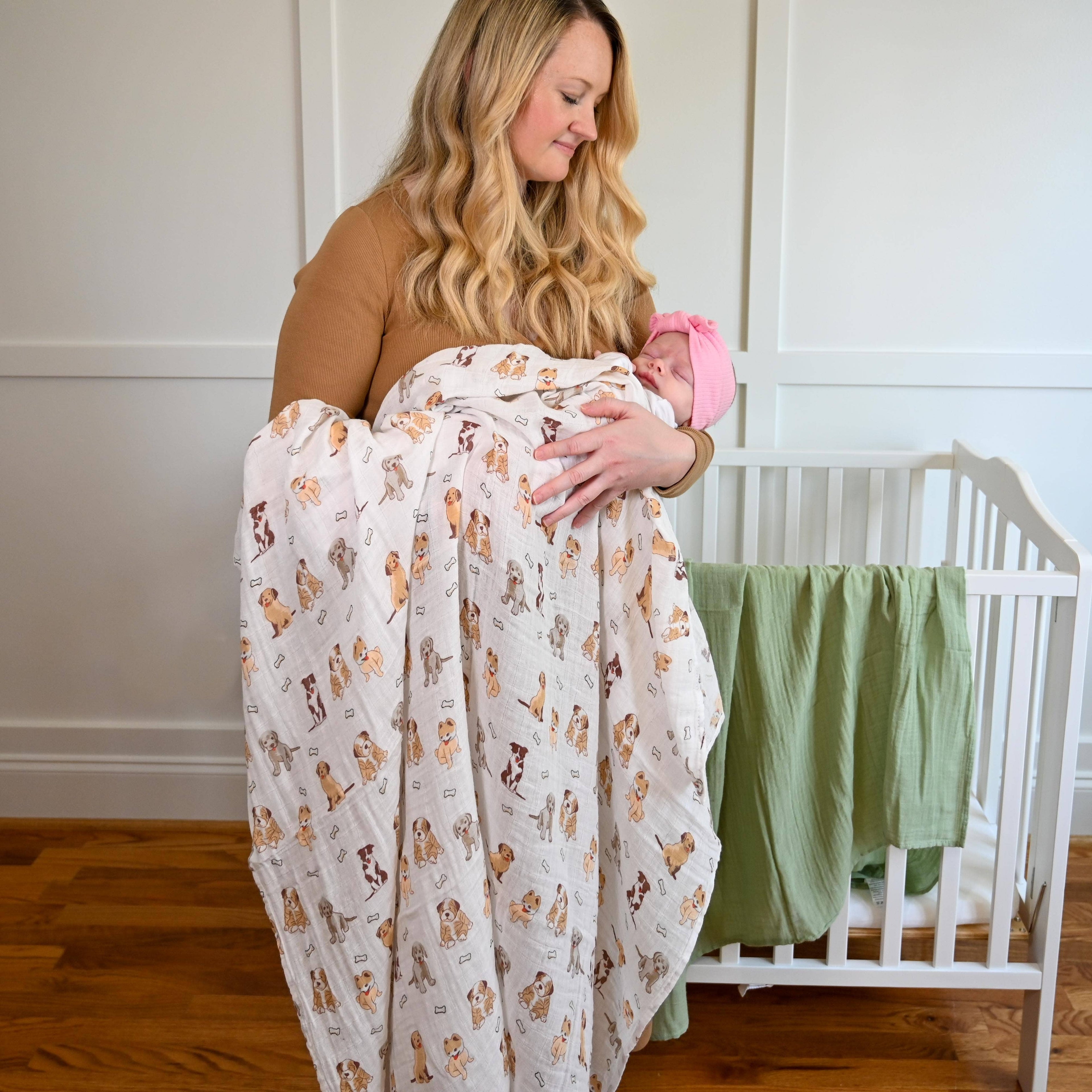LollyBanks- Woof Woof Baby Muslin Swaddle Blanket