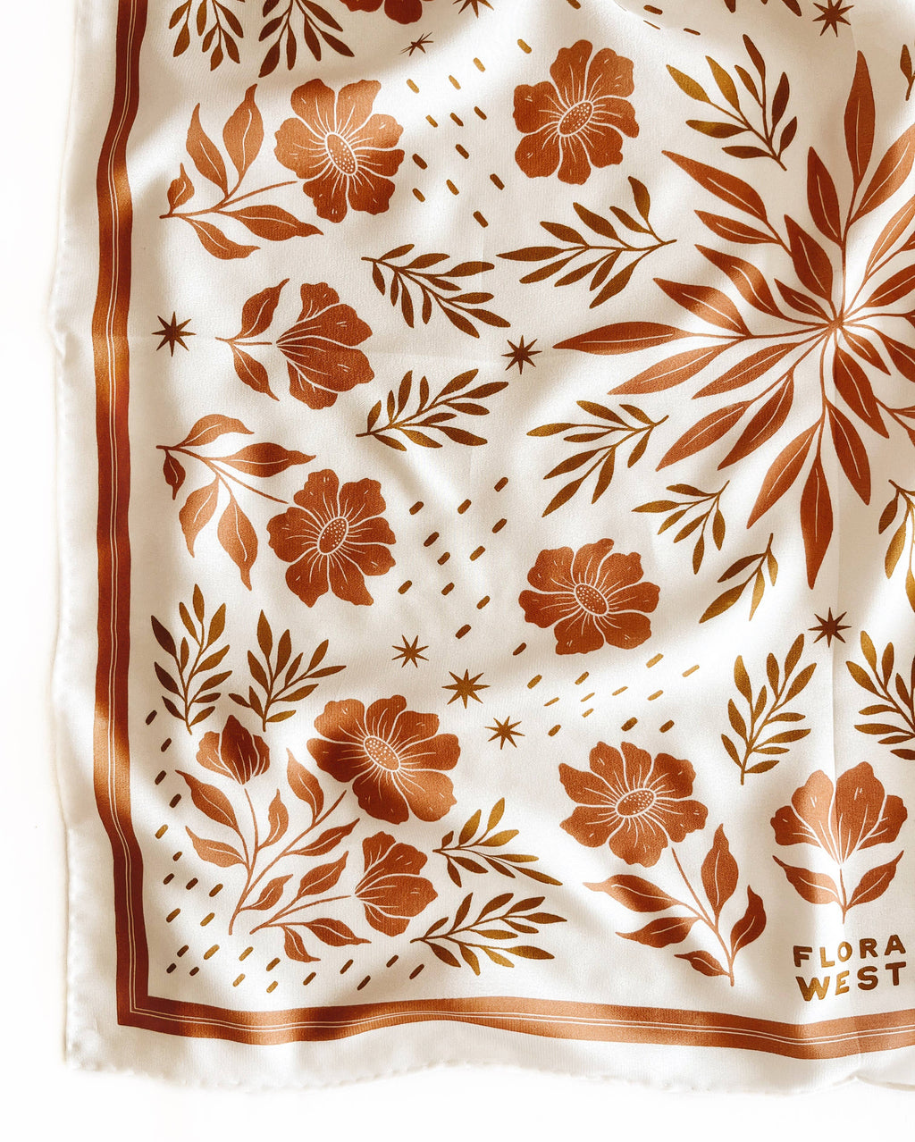 Flora West Design- 100% Silk Bandana Scarf - Desert Floral Western Earth Tones