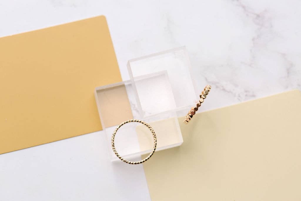 Land of Salt- Coin Hammered Disc Stacking Ring in 14k Gold Filled