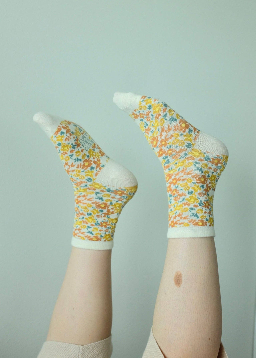 First Summer- Gold Floral Vintage Print Crew Socks