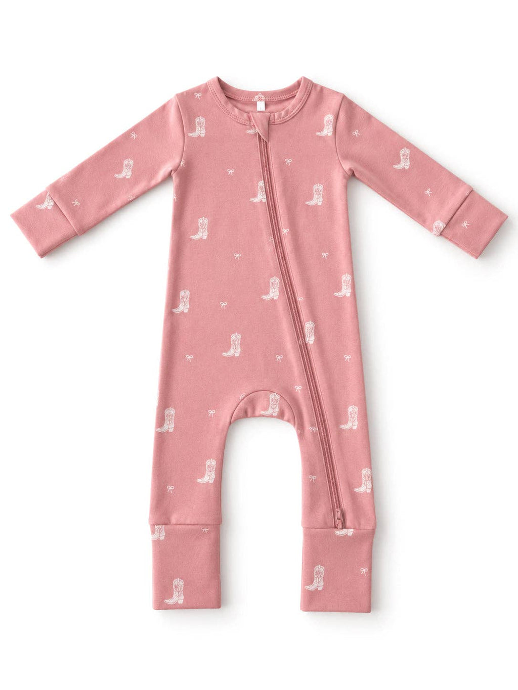 SIIX Collection- Boots & Bows / Organic Cotton 2-Way Zip Romper