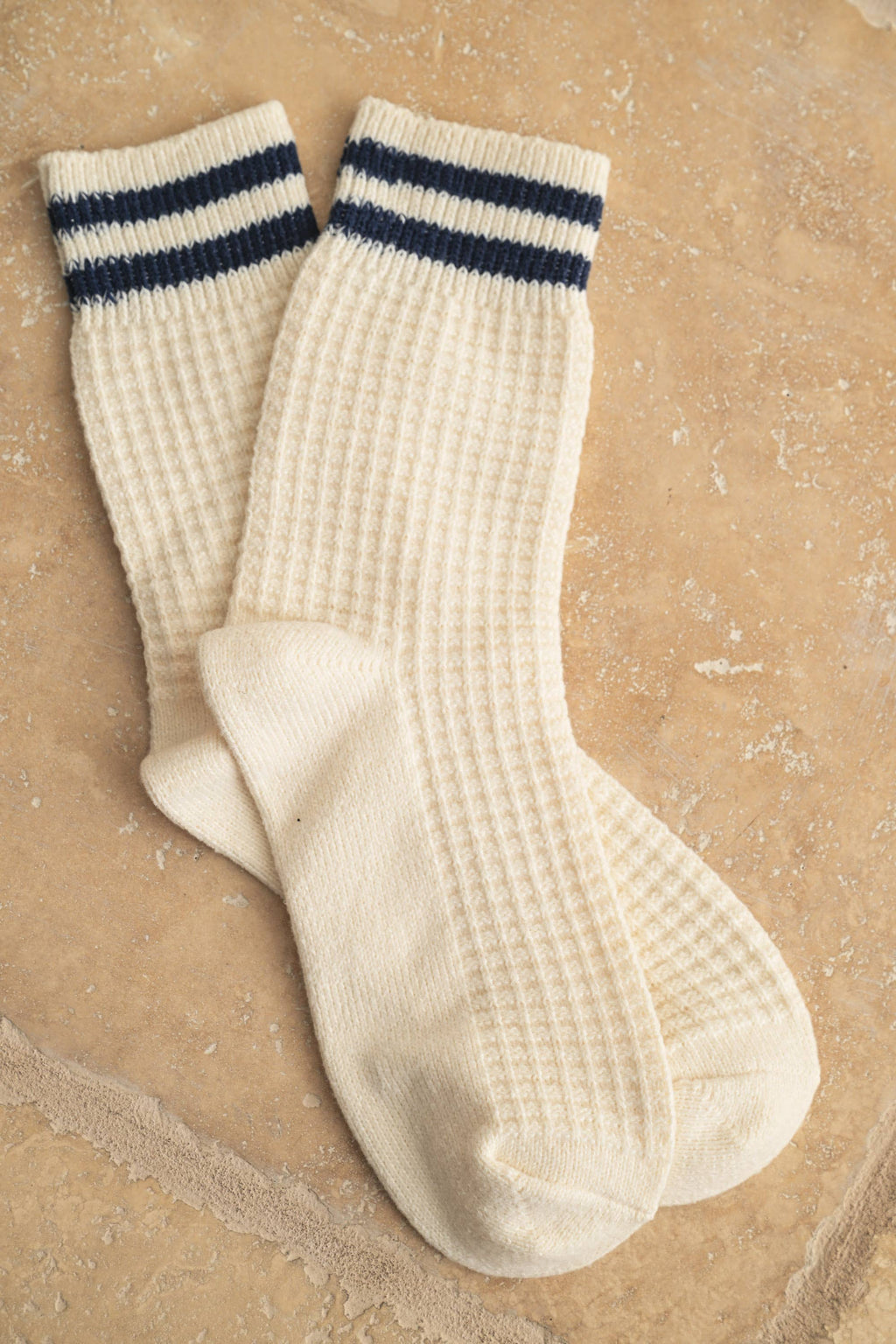 MIOU MUSE- Waffle Pattern Stripped Socks