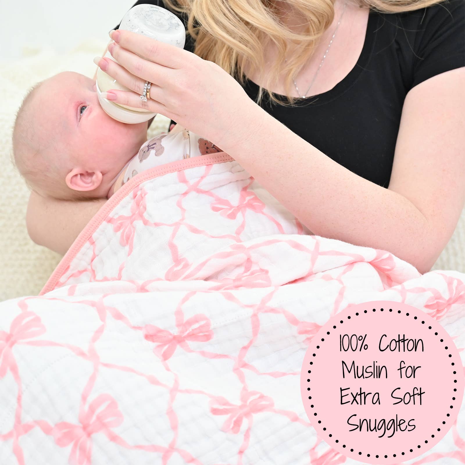 LollyBanks- Beautiful Bows Baby Toddler Muslin Blanket