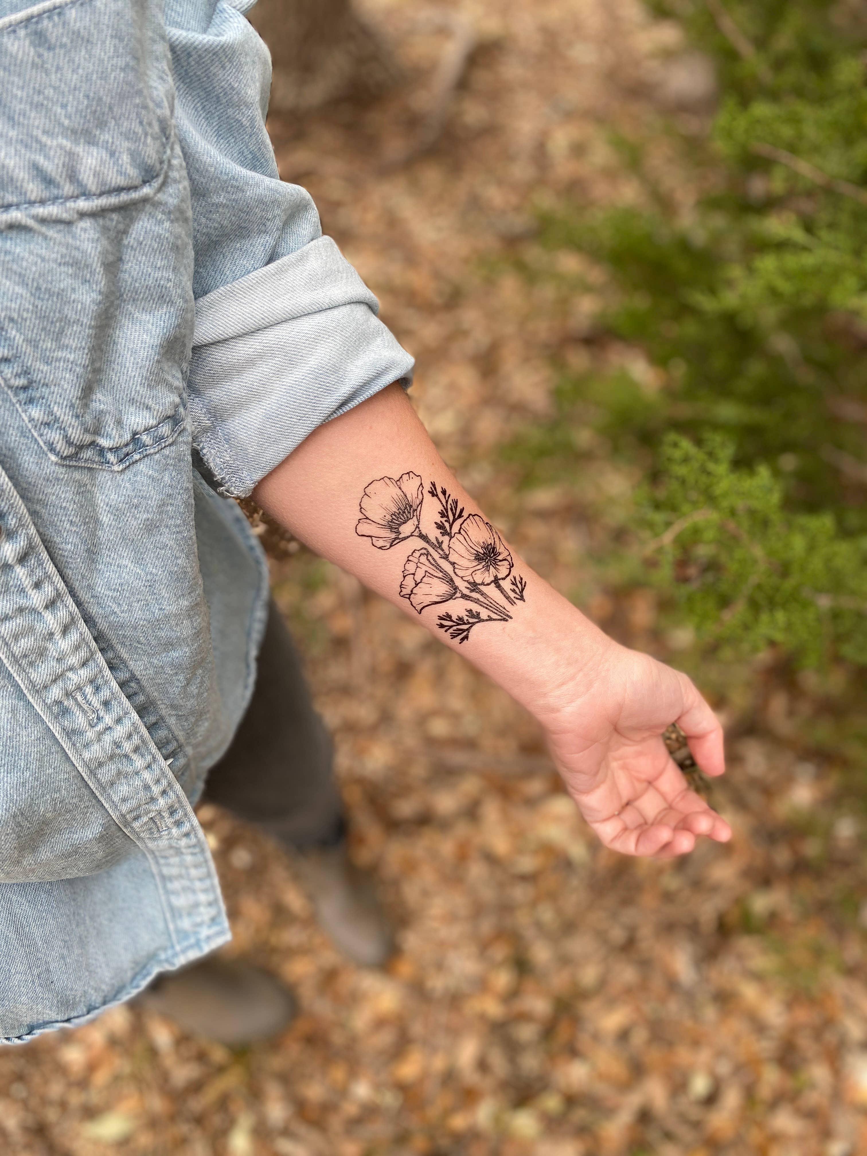 NatureTats- Golden Poppy Temporary Tattoo