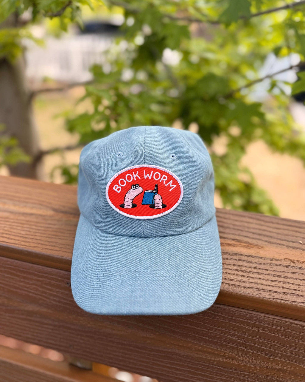 Trek Light- 100% Cotton Denim Dad Hat | Book Worm