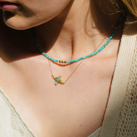 The Silver Wren- Nyla Beaded Turquoise Necklace