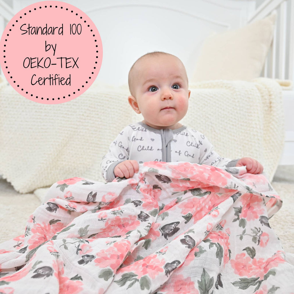 LollyBanks- Pretty in Peony Baby Muslin Swaddle Blanket